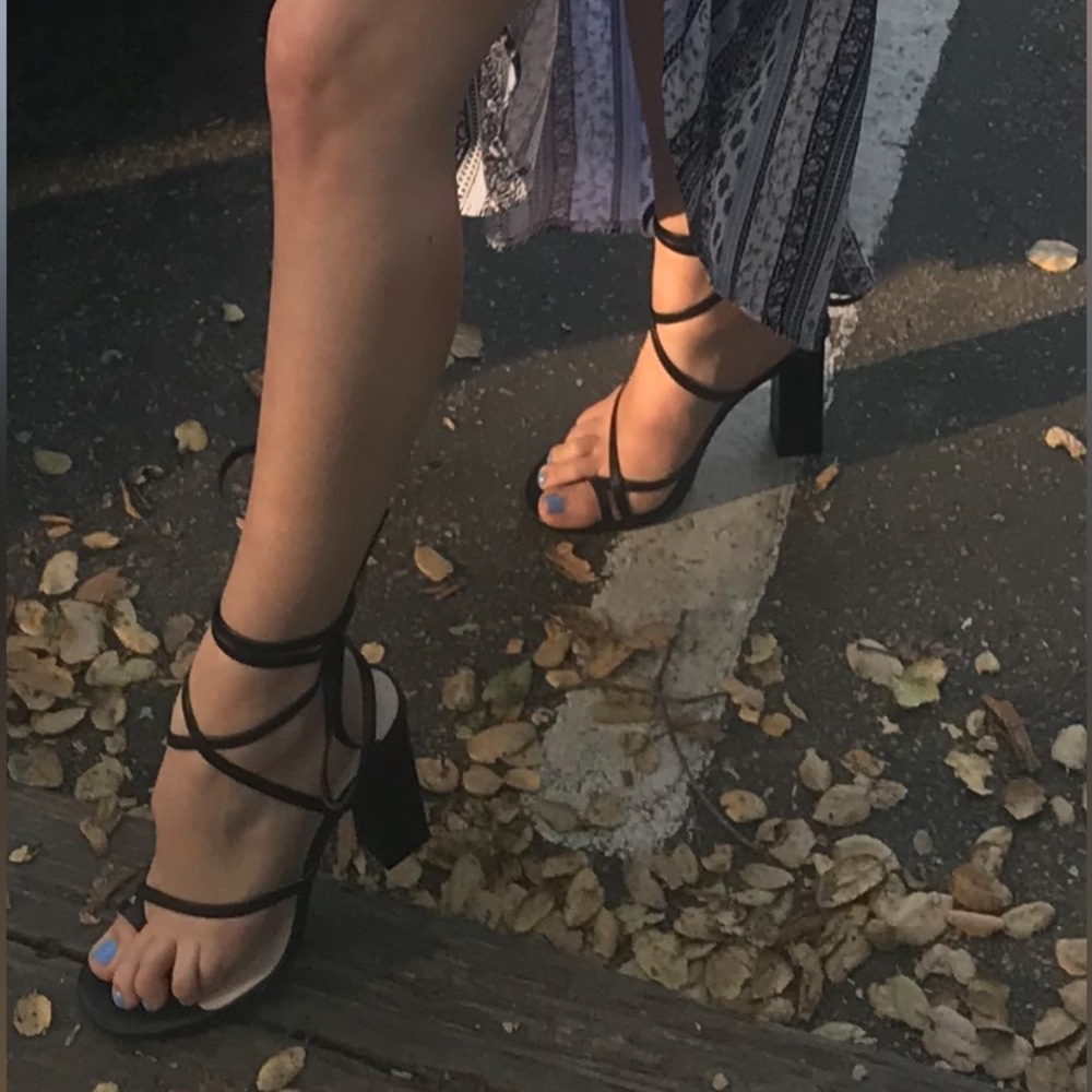 Elegant RAYE Black Strappy Heels